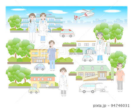 医療施設と乗り物と医療従事者 医療施設と乗り物と医療従事者 94746031