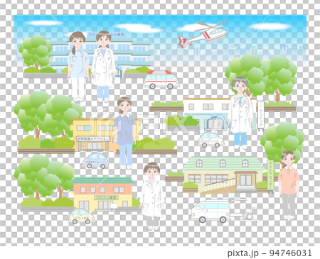 医療施設と乗り物と医療従事者 医療施設と乗り物と医療従事者 94746031