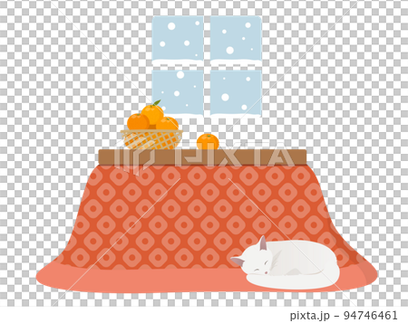 冬の部屋_こたつとみかんと猫 94746461