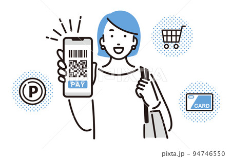 人物 スマホでキャッシュレス決済をする女性 94746550