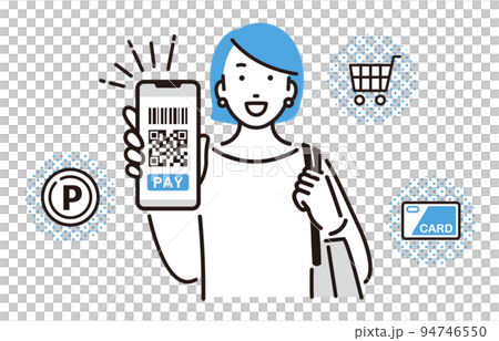 人物 スマホでキャッシュレス決済をする女性 94746550
