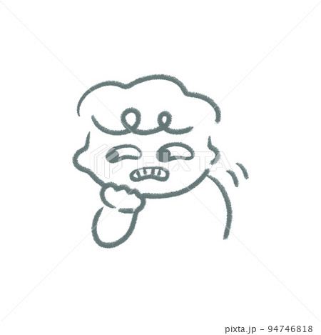 シンプルでかわいい　意地悪に笑う手描きイラスト素材 94746818