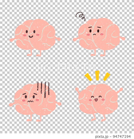 手描きの可愛い脳のキャラクターセット 94747194