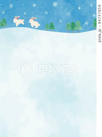雪原とウサギの冬の風景イラスト 94747859