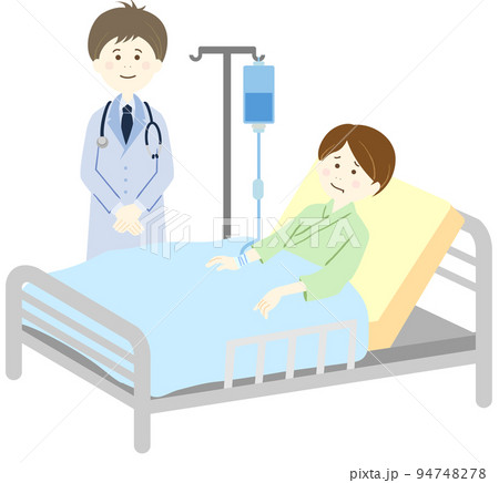 入院している男性と医師 94748278