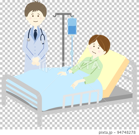 入院している男性と医師 94748278