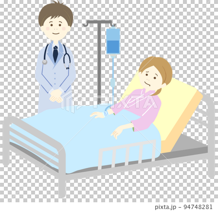 入院している女性と医師 入院している女性と医師 94748281