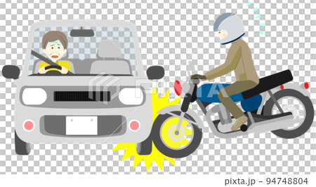 バイクと衝突した車を運転する男性 94748804