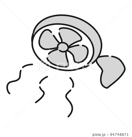 クリップ式扇風機のイラスト（白黒） 94748871