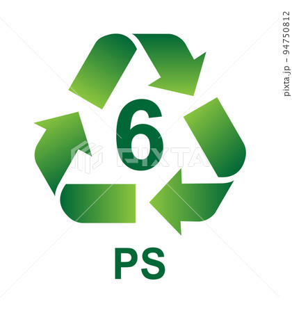 プラスチックごみのリサイクル種別 マークイラスト / PS 94750812