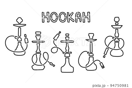 Hookah signs collection line vector. Night Hookah Design Template, Light Banner, Night Bright Advertising 94750981