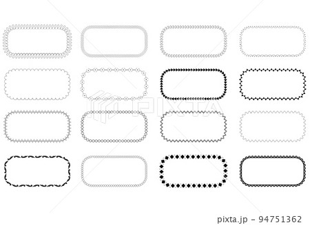 16種類の飾り罫線の角丸長方形フレームセットのイラスト素材 [94751362] - PIXTA