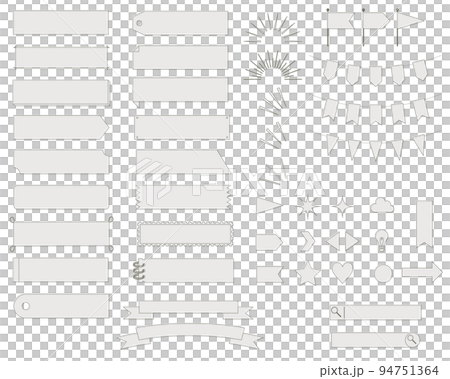 一組裝飾插圖，如標籤、絲帶和花環 94751364