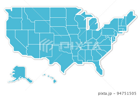 アメリカ合衆国の地図 50州分け シンプル アメリカ合衆国の地図 50州分け シンプル 94751505