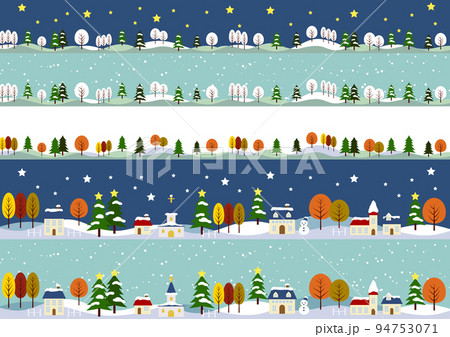 クリスマスや冬景色のラインセット クリスマスや冬景色のラインセット 94753071