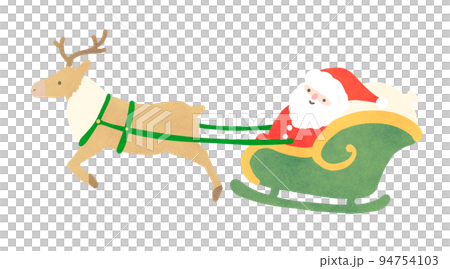 トナカイとソリに乗ったサンタクロースのイラスト 94754103