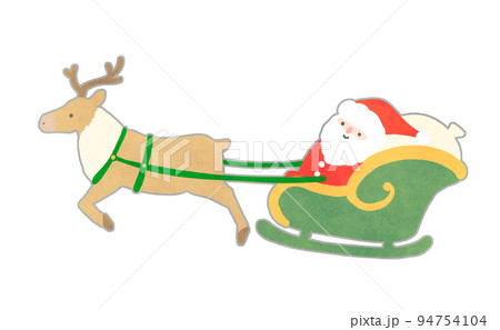 トナカイとソリに乗ったサンタクロースのイラスト 94754104