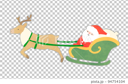 トナカイとソリに乗ったサンタクロースのイラスト 94754104