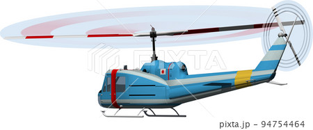 真横から見た警察ヘリコプターのイラスト。背景透明画像 真横から見た警察ヘリコプターのイラスト。背景透明画像 94754464