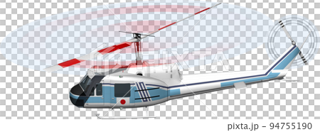 上空から見下ろした海保ヘリコプターのイラスト。背景透明画像 上空から見下ろした海保ヘリコプターのイラスト。背景透明画像 94755190