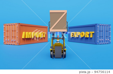 Stick man with shipping container for import...のイラスト素材 [94756114] - PIXTA