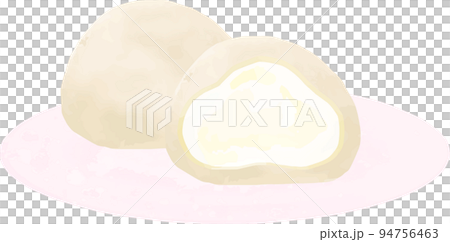 Japanese confectionery cream daifuku watercolor hand drawn illustration material 94756463