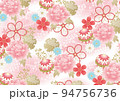 ピンクの牡丹と桜と鞠の豪華和柄 94756736