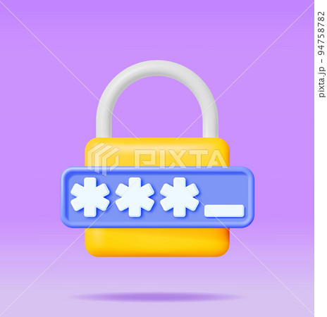3D Password Field with Padlock Isolated. 3D Password Field with Padlock Isolated. 94758782