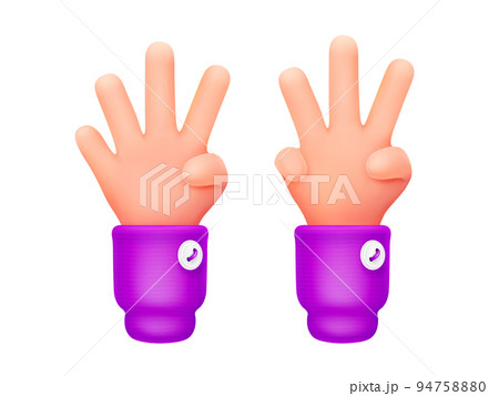 3d render, counting human hands, three and four 3d render, counting human hands, three and four 94758880
