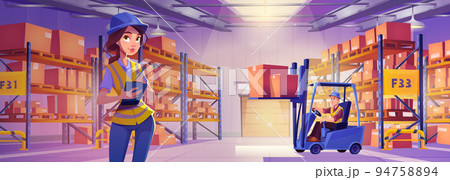 Warehouse workers, storehouse, freight storage 94758894