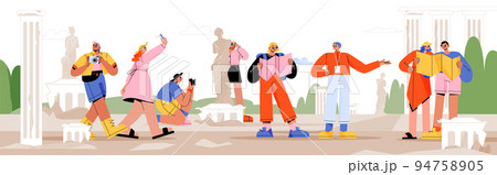 Tourists travel, excursion with guide abroad trip 94758905