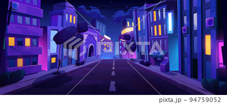 City street with road at night time, empty highway City street with road at night time, empty highway 94759052