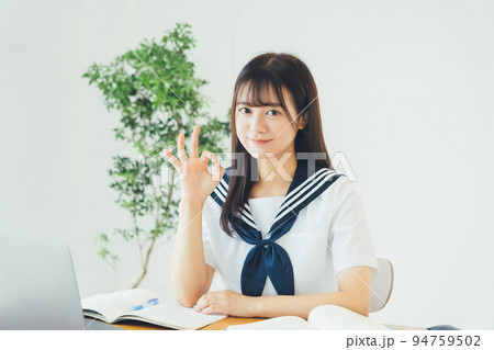 オンライン（パソコン）で学習する高校生 94759502