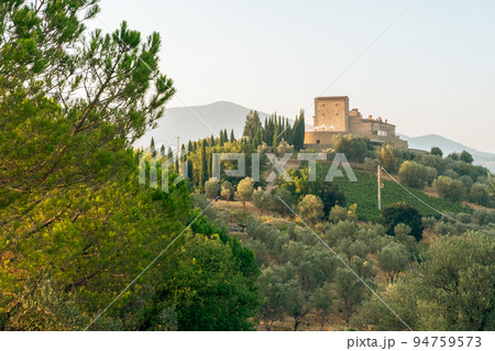 Beautiful view of Tuscany landscape and landmarks. Summer in Italy Beautiful view of Tuscany landscape and landmarks. Summer in Italy 94759573