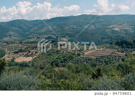 Beautiful view of Tuscany landscape and landmarks. Summer in Italy Beautiful view of Tuscany landscape and landmarks. Summer in Italy 94759601