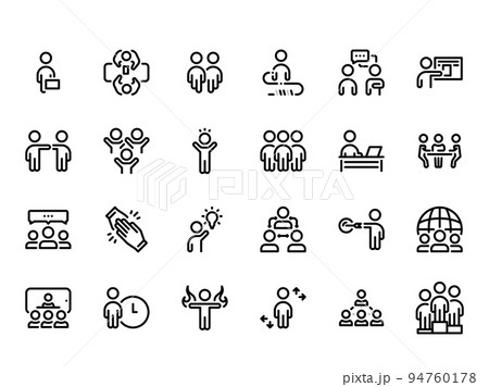 Set of black vector icons, isolated against white background. Flat illustration on a theme Communication and teamwork 94760178