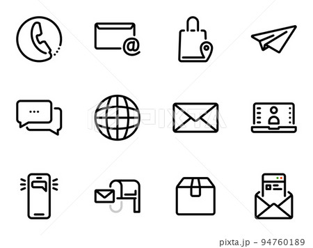 Set of black vector icons, isolated against white background. Illustration on a theme Mail, delivery of letters 94760189
