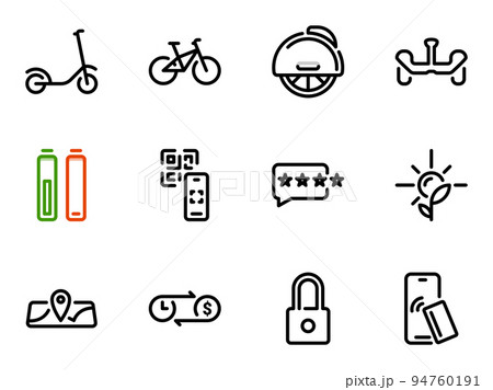 Set of black vector icons, isolated against white background. Illustration on a theme Rental service 94760191