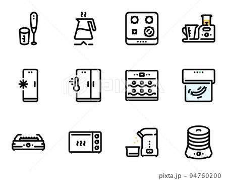 Set of black vector icons, isolated against white background. Illustration on a theme Kitchen Appliances 94760200
