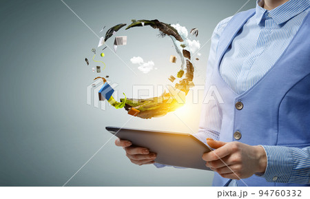 Elegant confident businesswoman as symbol of eco business Elegant confident businesswoman as symbol of eco business 94760332