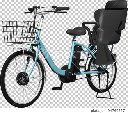 Illustration of a parked electric bicycle with a child seat. background transparent Illustration of a parked electric bicycle with a child seat. background transparent 94760557