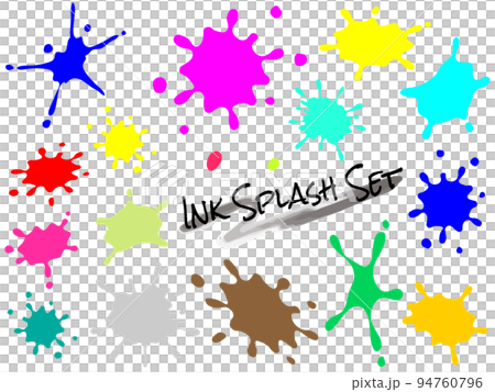 飛濺的墨水和油漆形狀，變化顏色集 94760796