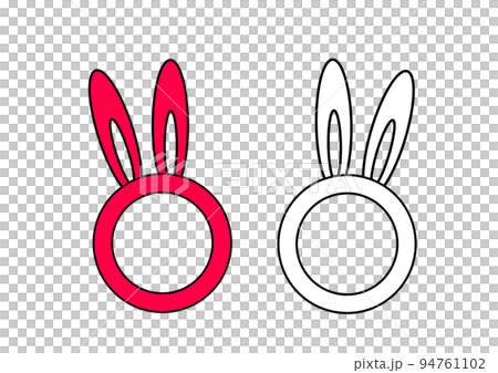 紅白兔臉型插畫相框 紅白兔臉型插畫相框 94761102