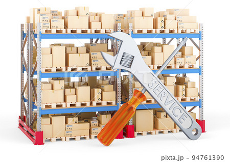 Service and repair of pallet racks, 3D rendering Service and repair of pallet racks, 3D rendering 94761390
