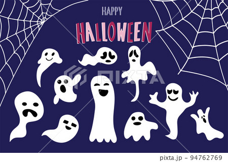 Bat, web and ghosts. Halloween background. 94762769