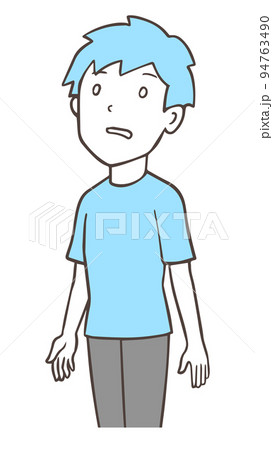 白目をむく男性、頭がぼんやりしている人、ボーッとする、無気力、シンプルな色 94763490