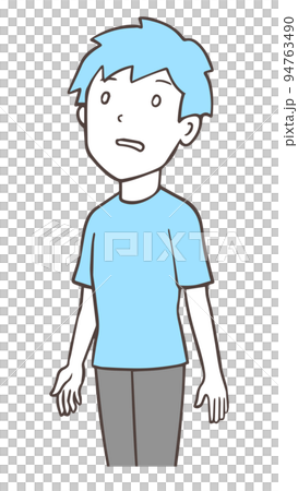 白目をむく男性、頭がぼんやりしている人、ボーッとする、無気力、シンプルな色 94763490