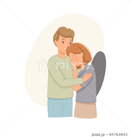 Man Help to Young Girl in Depression Crying Feeling Sad Suffering from Mental Disorder Vector Illustration Man Help to Young Girl in Depression Crying Feeling Sad Suffering from Mental Disorder Vector Illustration 94763642