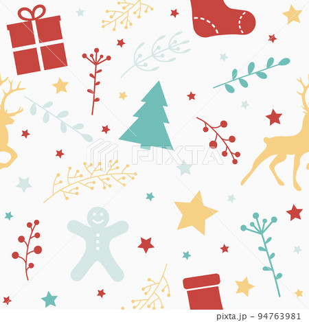 Pattern with Christmas decorations. Wallpaper concept. Vector 94763981
