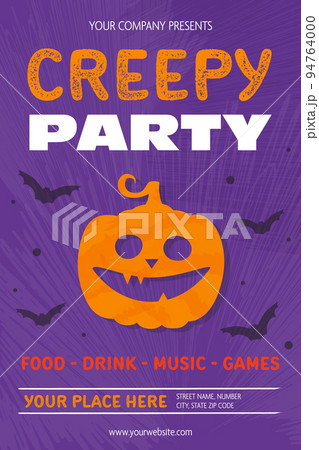 Halloween Night Party invitation with creepy pumpkin. Vector illustration Halloween Night Party invitation with creepy pumpkin. Vector illustration 94764000